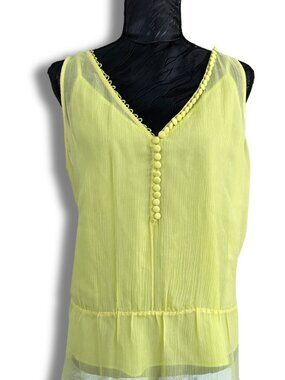 Soft Surroundings Pastel Yellow Feminine Silk & Cotton Top Flowy, Breezy Size M